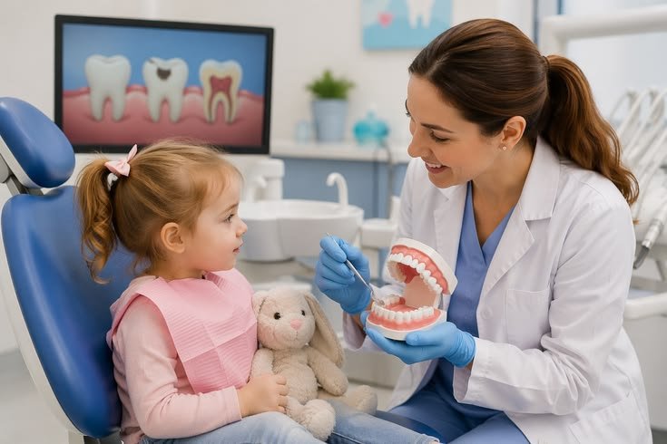 Pediatric dental examination for a young child