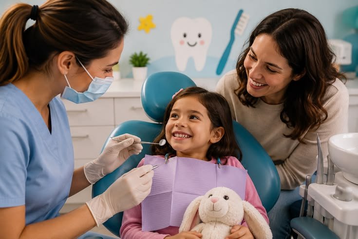 Preparing child for dental cleaning appointment
