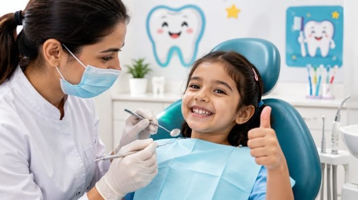 Before and after tooth-coloured filling in child